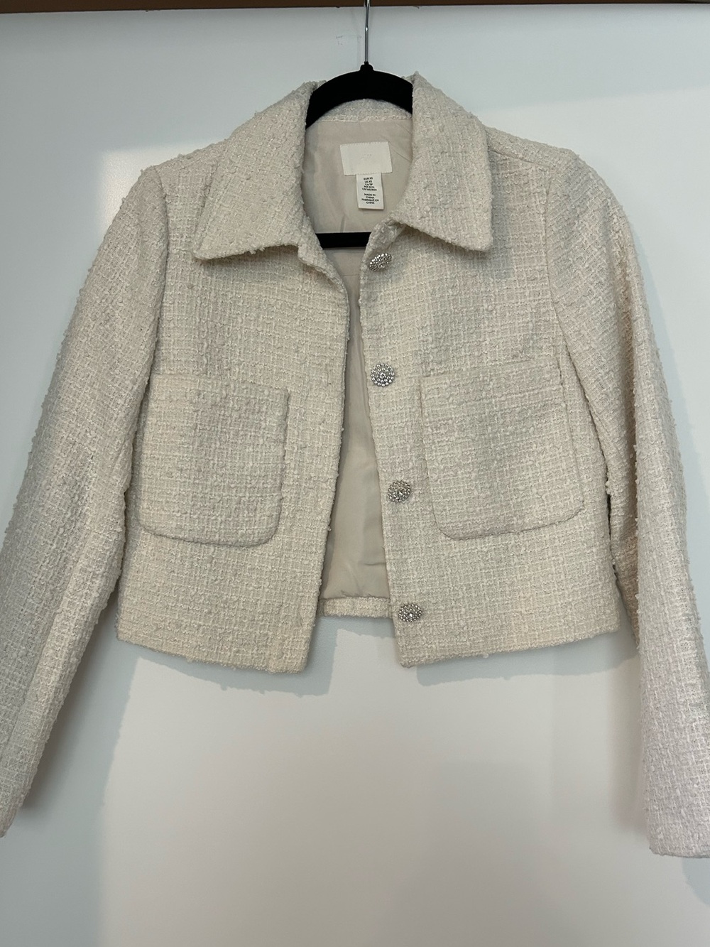 H&M Cream Tweed Cropped Blazer